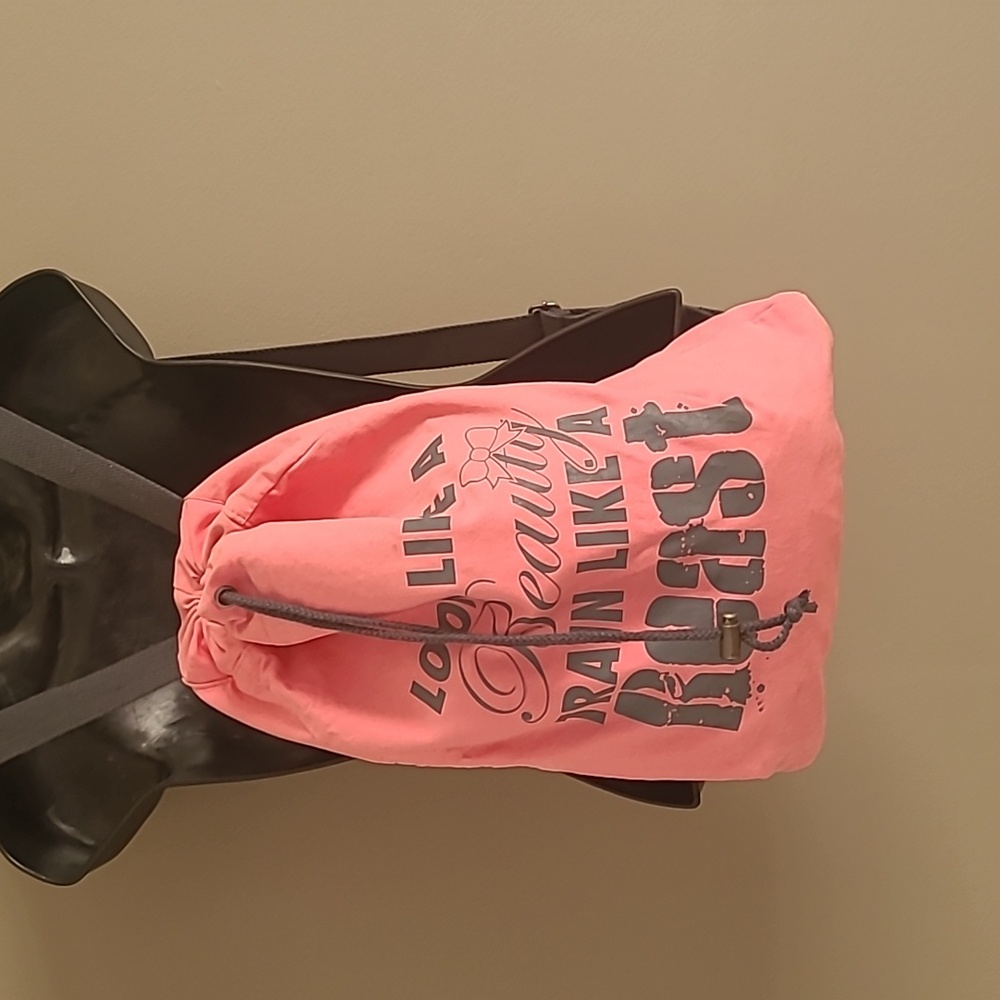 Fort Authorithy Pink Drawstring Backpack With Mot… - image 6